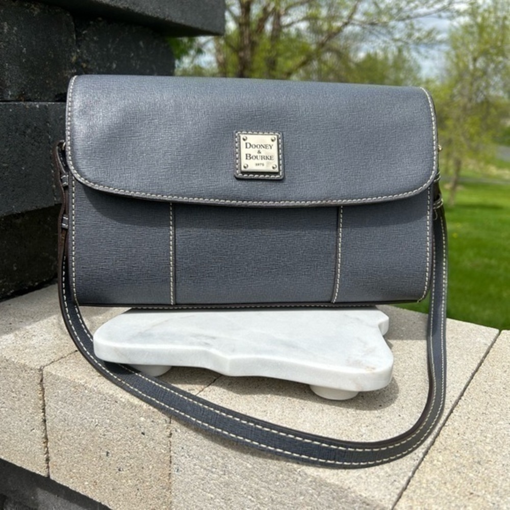 Dooney & Bourke Casey Saffiano Leather Denim Shoulder Purse Like New